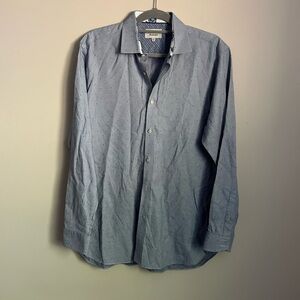 Ted Baker Button Front Dress Shirt Blue Pattern Size 16.5 Neck 34/35 Sleeve